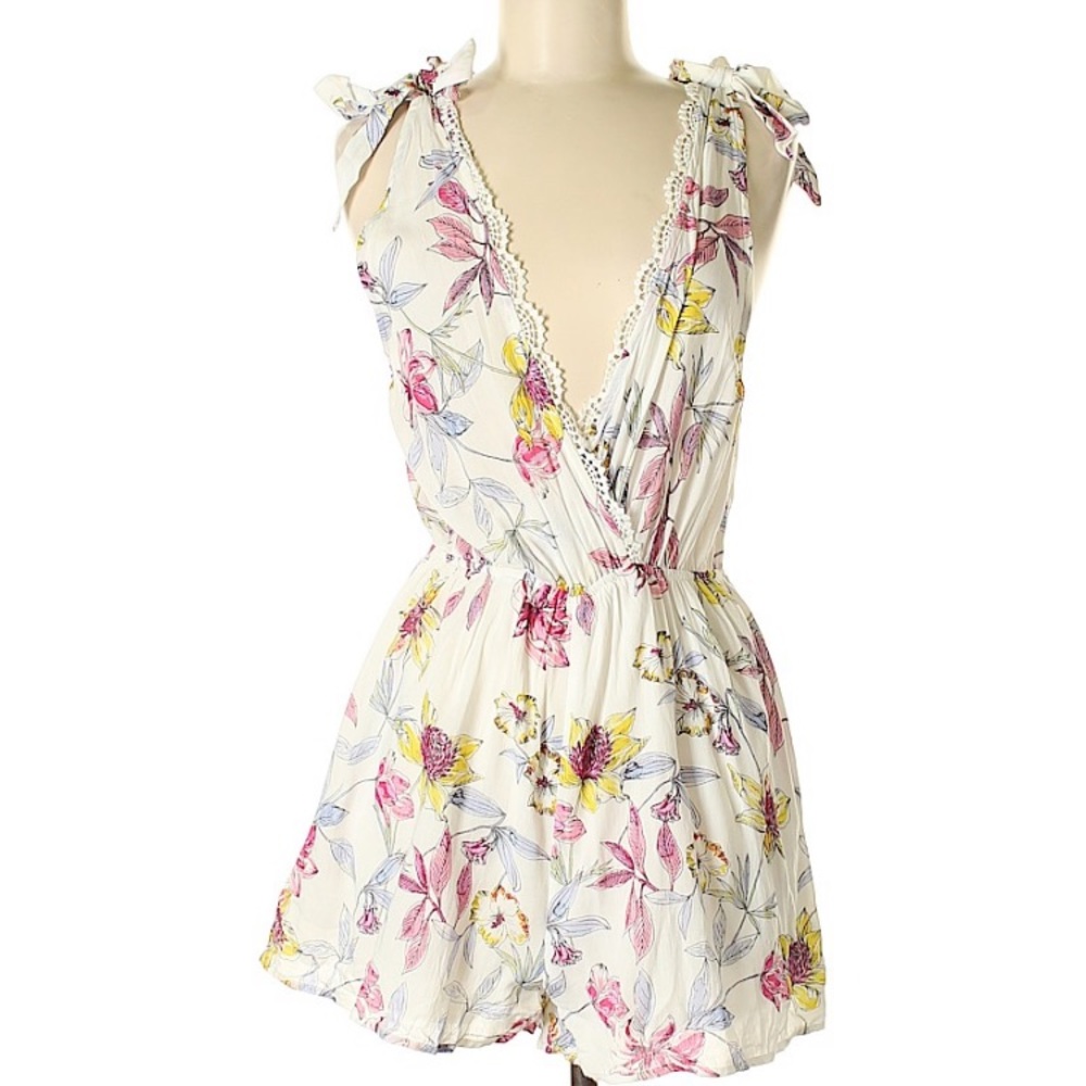 LA Hearts White Floral Romper